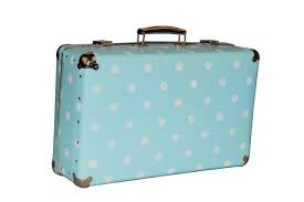 Nýtovaný kufr 30cm modrý s puntíky