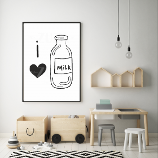 Plakát - i love milk S (A4 21x29,7cm) bez rámečku