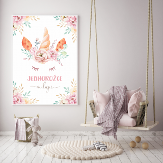Plakát - Jednorožce miluju S (A4 21x29,7cm) s rámečkem