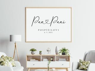 Plakát - Pan & Paní - plakát se jmény L (40x50cm) bez rámečku