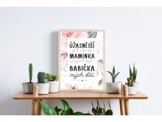 Plakát - Pro Babičku s květinami L (40x50cm) bez rámečku