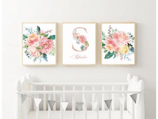 Plakát - Set FLORAL GIRL S (A4 21x29,7cm) s rámečkem