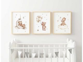 Plakát - Set Méďové - neutral S (A4 21x29,7cm) s rámečkem