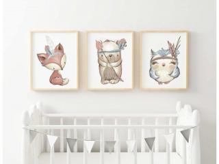 Plakát - Set woodland animals kluk L (40x50cm) bez rámečku