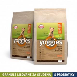 2 x 5 kg MINIGRANULE Yoggies Active, kachna a zvěřina, granule lisované za studena s probiotiky přirozeně výživné a zdravé krmivo také pro štěňata…