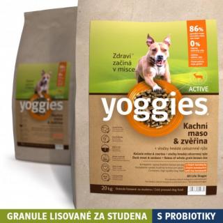 20 kg, Yoggies Active kachna a zvěřina, granule lisované za studena s probiotiky expirace31.08.22