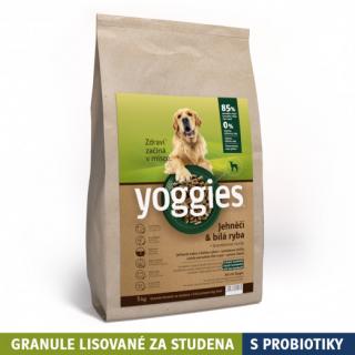 5 kg, Jehněčí a bílá ryba, granule lisované za studena s probiotiky Yoggies