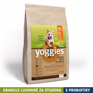 5 kg, Yoggies Active kachna a zvěřina, granule lisované za studena s probiotiky