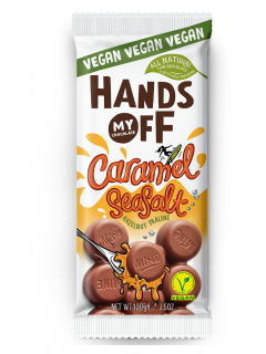 Hands off my chocolate – lískooříšková čokoláda, karamel a mořská sůl, 100 gramů