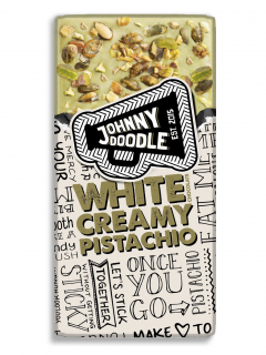 Johnny Doodle - bílá čokoláda, krémové pistácie, 150 gramů