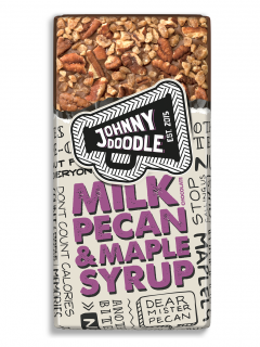 Johnny Doodle – mléčná čokoláda, pekanové ořechy a javorový sirup 150 gramů