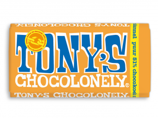 Tony’s Chocolonely – hořká čokoláda, kakaový dort, karamel a citron, 180 gramů