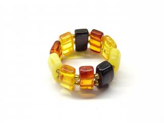 Pružný prsten z jantaru - multicolor