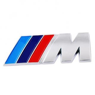 BMW M - 3D Chromová samolepka na auto - Logo / Znak Barva: Stříbrná