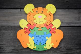 Dřevěné puzzle - vzdělávací Puzzle: Medvídek