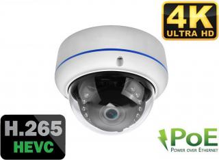 4K UltraHD 8MPx H.265 DOME Bezpečnostní venkovní kovová IP kamera RJ-45 ONVIF PoE 802.3af AUDIO (Odolná kovová venkovní IP kamera typu DOME s výkonným nočním viděním a špičkovým rozlišením obrazu 4K UltraHD 8MPx s podporou moderního kodeku H.265, aktivní)