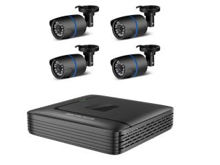 FullHD 1080P PoE Digitální Venkovní IP kamerový set se záznamovým zařízením 320GB (Kompletní kamerový set 4 bezpečnostních venkovních IP kamer s vysokým rozlišením FullHD 1080P a POE adaptéry pro napájení přes UTP kabel.)