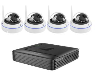 Wi-Fi bezdrátový venkovní IP kamerový set DOME FullHD 1080P 1TB (Kompletní kamerový set 4 bezdrátových Wi-Fi venkovních IP kamer typu DOME s plným FullHD 1080P rozlišením se záznamovým zařízením a pamětí 1TB.)