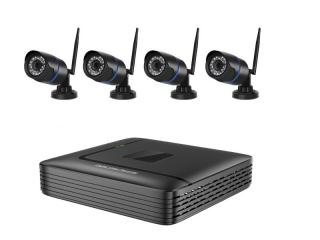 Wi-Fi bezdrátový venkovní IP kamerový set FullHD 1080P 1TB (Kompletní kamerový set 4 bezdrátových Wi-Fi venkovních IP kamer s plným FullHD 1080P rozlišením se záznamovým zařízením a pamětí 1TB.)