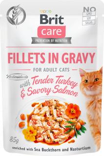 Brit Care Cat kapsička Fillets Gravy Turkey & Salmon 85 g