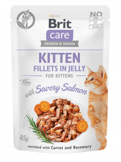Brit Care Cat kapsička Fillets in Jelly Kitten with Salmon 85g