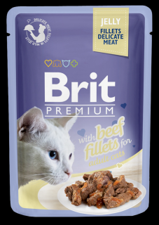 Brit premium cat kapsička filety s hovězím v želé -  85g
