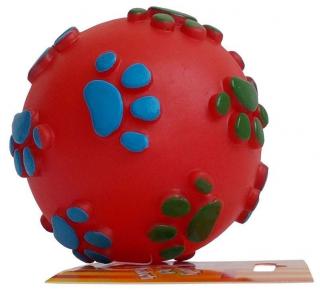 Gumový míček pískací se vzorem velké tlapky (8 cm)