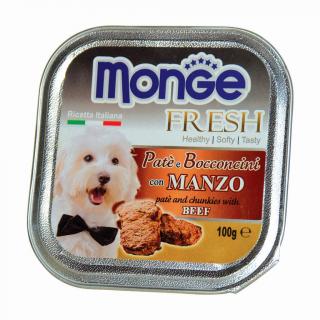 Monge Fresh - paštika a kousky s hovězím - 100 g