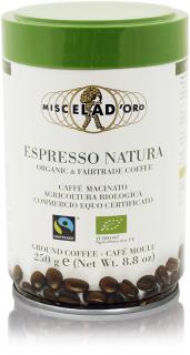 Miscela D´Oro mletá káva v plechové dóze Espresso Natura 250g