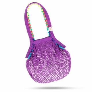 BOHO síťová bavlněná taška přes rameno fialová