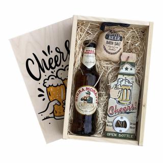 Dárková dřevěná bedna – pro pivaře Cheers malá (Dárkový box pro všechny)