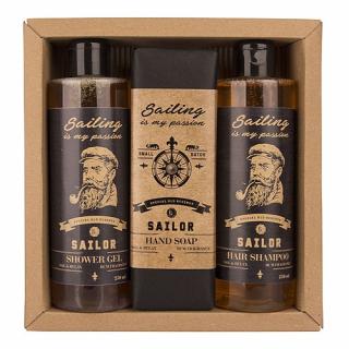 Dárková sada sailor - gel, mýdlo a šampon (Dárkové balení kosmetiky pro muže Sailor)