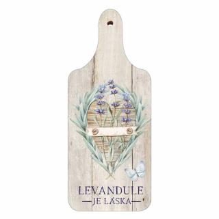 Dekorační kuchyňské prkénko – Levandule je láska (Dekorační kuchyňské prkénko 28 x 12 cm s originálním potiskem)