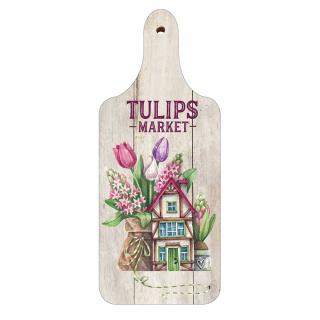 Dekorační kuchyňské prkénko – Tulips market (Dekorační kuchyňské prkénko 28 x 12 cm s originálním potiskem)