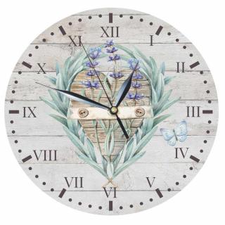 Dřevěné hodiny 24 cm pro milovníky Provence – Levandule (Dřevěné hodiny s potiskem, průměr 24 cm)