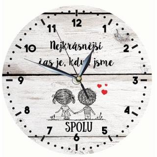 Dřevěné hodiny 24 cm pro zamilované (Dřevěné hodiny s potiskem, průměr 24 cm)