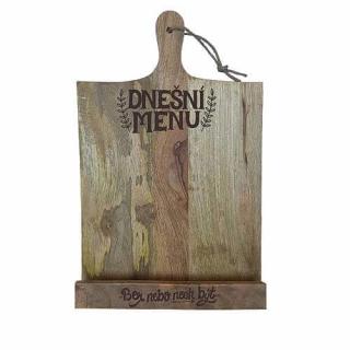 Dřevěný stojan na kuchařku 37 x 24 cm - dnešní menu (Dřevěný držák na kuchařku nebo tablet)