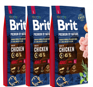 3x BRIT Premium by Nature Adult L 15kg  (POUZE OSOBNÍ ODBĚR NEBO ROZVOZ PO TÁBOŘE A OKOLÍ)