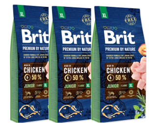 3x BRIT Premium by Nature Junior XL 15kg  (POUZE OSOBNÍ ODBĚR NEBO ROZVOZ PO TÁBOŘE A OKOLÍ)