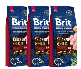 3x BRIT Premium by Nature Senior L+XL 15kg  (POUZE OSOBNÍ ODBĚR NEBO ROZVOZ PO TÁBOŘE A OKOLÍ)