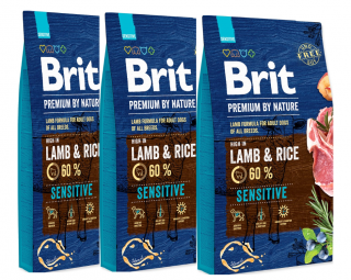 3x BRIT Premium by Nature Sensitive Lamb 15kg (POUZE OSOBNÍ ODBĚR NEBO ROZVOZ PO TÁBOŘE A OKOLÍ)