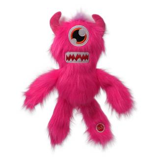 Hračka DOG FANTASY Monsters chlupaté jednooké strašidlo pískací růžové 35cm