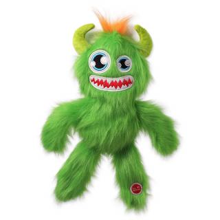 Hračka DOG FANTASY Monsters chlupaté strašidlo pískací zelené 35cm