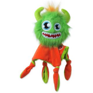 Hračka DOG FANTASY Monsters chlupaté strašidlo zelené pískací s dečkou 28cm