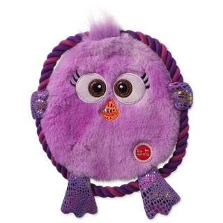 Hračka DOG FANTASY Monsters ploché kuře fialové šustící s provazem 18cm