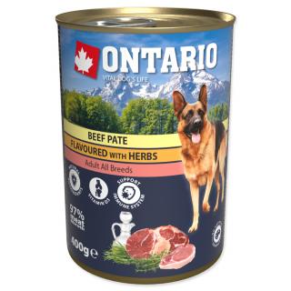 Konzerva ONTARIO Dog Beef Pate Flavoured with Herbs 400g (ke třem konzervám víčko S/M zdarma)