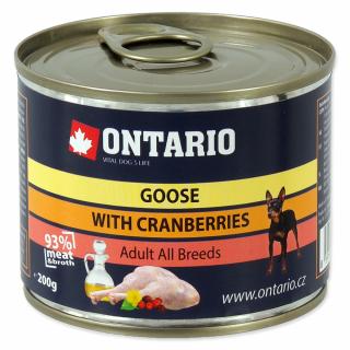 Konzerva ONTARIO Dog Mini Goose, Cranberries, Dandelion and Linseed Oil 200g