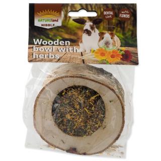 Miska NATURE LAND Nibble plněná bylinkami dřevěná 120g