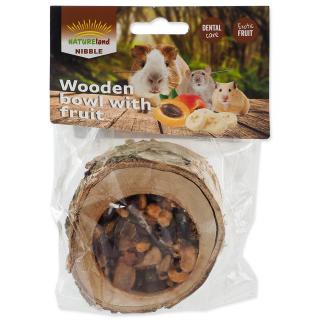 Miska NATURE LAND Nibble plněná ovocem dřevěná 120g