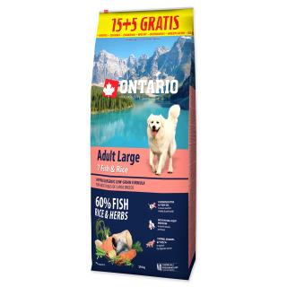 ONTARIO Dog Adult Large Fish & Rice 15+5 kg 20kg